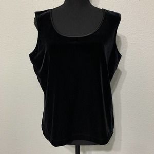 Casual Corner Top Size Large Black Velvet Sleeveless Stretch Evening Party